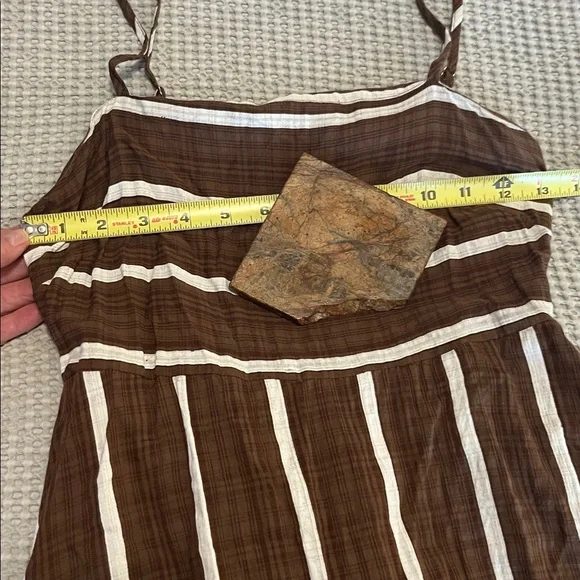 Elegant Brown White Striped Sleeveless Come Sail Away Maxi Sun Dress - Picture 5 of 8